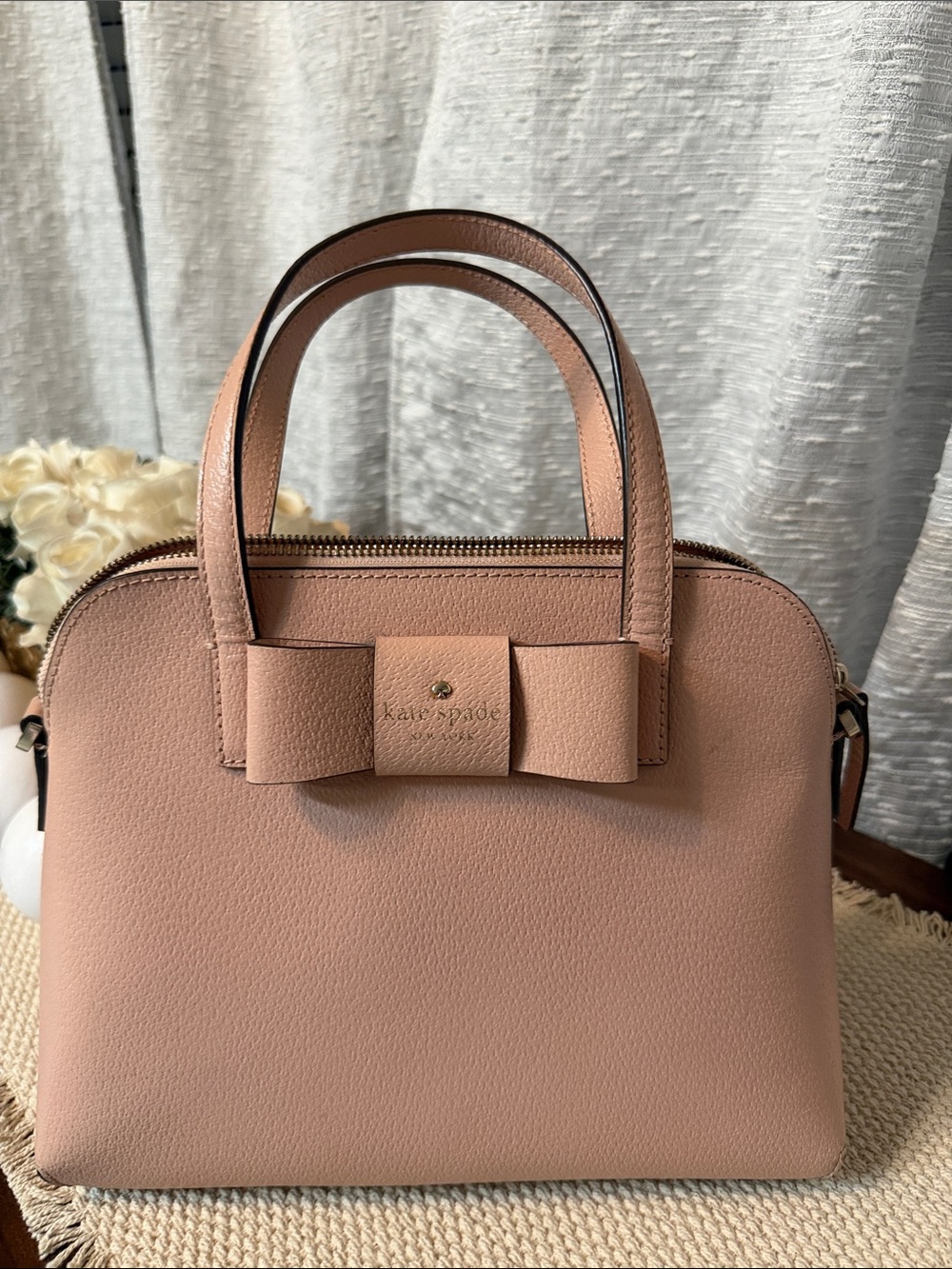 Kate Spade ♠️ Blush Pink Bow Accent Top-Handle Women’s Handbag - Picture 2 of 11